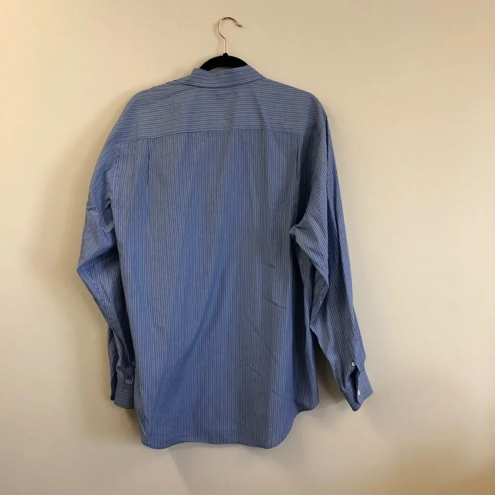 Men’s Blue Striped Button Down Banana Republic Collared Shirt XL